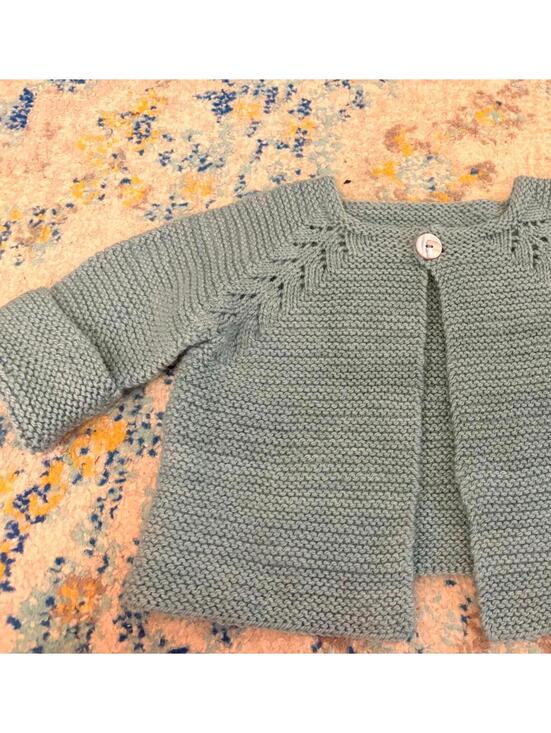 Sweaters - Hand-Knit Children’s Cardigan Sweater in Soft Light Blue